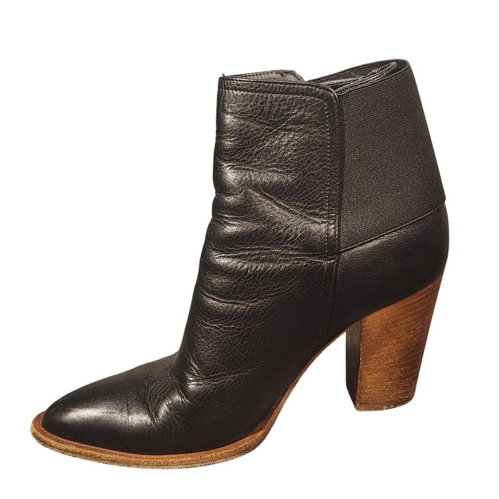 Vince Arlington Black Leather Western Python Booties Made in Brazil Size 7.5